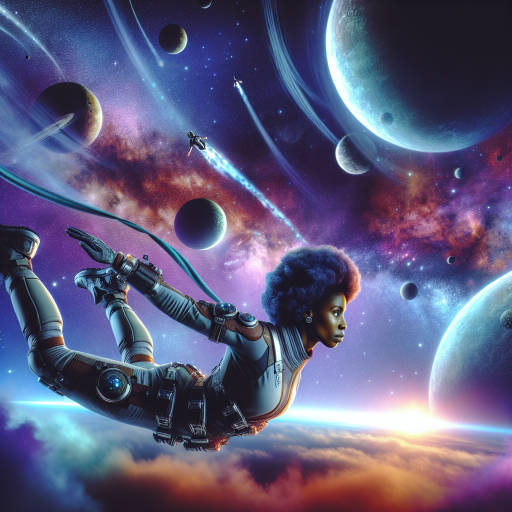 Combine the concept of a high-flying athlete competing in a futuristic zero-gravity sport on a distant planet with multiple moons in the sky. Think beyond the boundaries of Earth and let your imagination run wild in this otherworldly scene that seamlessly blends elements of science, sports, and the sky.