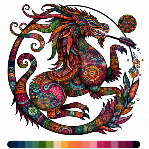 Imagine a mythical creature inspired by the vibrant colors and intricate patterns of cultural festivals around the world. This creature is a majestic fusion of different animals, each representing a different cultural tradition. How would this unique and magical creature look like? Create an imaginative and creative image showcasing this extraordinary beast.