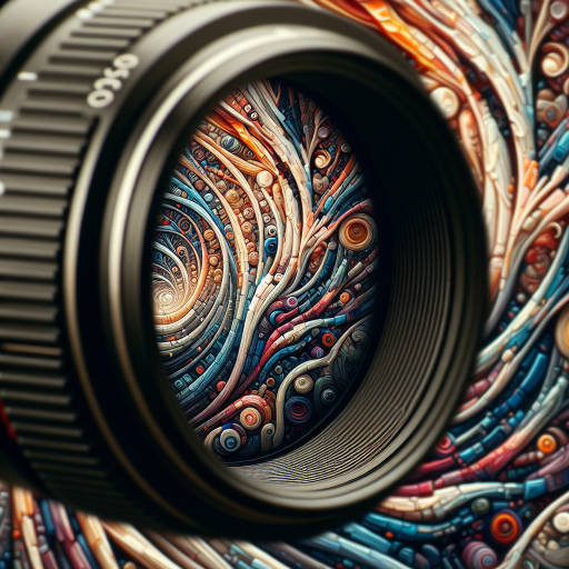 Capture a close-up macro shot of intricate paint strokes on a canvas using a high-tech camera lens, showcasing the fusion of art and technics in a single frame.