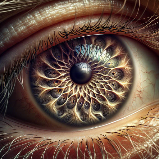 Capture the intricate details of a person's eyes in extreme close-up, revealing the unique patterns and reflections within them, creating a mesmerizing portrait that showcases the beauty and complexity of the human soul through macro photography.