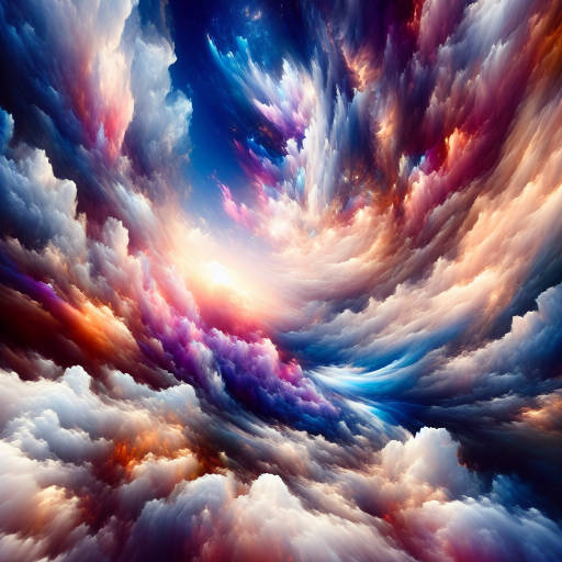 Imagine a breathtaking sky painting captured through the lens of macro photography, showcasing intricate details of the clouds and colors that seem to dance across the canvas of the sky. Create an image that transports the viewer to a dreamlike world where the beauty of nature is magnified and transformed into a work of art.