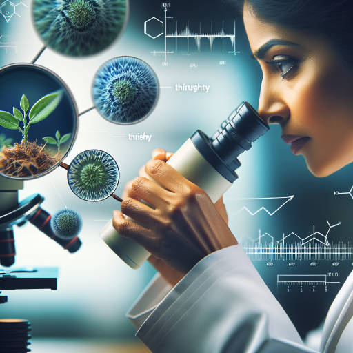 An image of a scientist examining tiny details of a plant under a microscope, with the plant representing growth and opportunity in the business world.