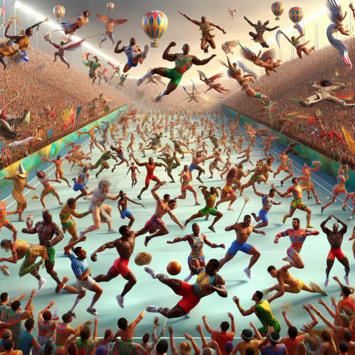 Imagine a world where cultural festivals are not only celebrated with music and dance, but also with epic sports competitions that honor heroic figures from history. Create an image that depicts a grand tournament where athletes and performers come together to pay tribute to legendary heroes through exhilarating games and vibrant festivities. Let your imagination run wild as you blend the worlds of sports, cultural festivals, and heroism into a dynamic and visually captivating scene.