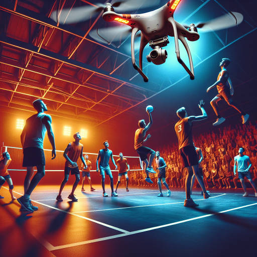 Imagine capturing the exhilarating moment of a volleyball game from a unique perspective - using a drone equipped with infrared technology to showcase the intensity and heat of the players' movements on the court. The contrast of the cool, futuristic imagery of the drone with the intense, fast-paced action of the sports game creates a striking and unforgettable visual experience. Capture the energy, passion, and heat of the game like never before with this innovative and creative combination of drone photography, infrared technology, and sports.