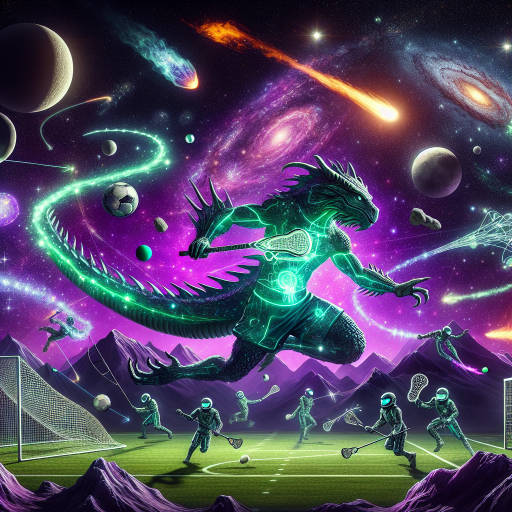 "Imagine a mythical creature playing a futuristic sport on a distant planet in outer space, surrounded by celestial bodies and otherworldly landscapes. What new rules and challenges would they face in this intergalactic game?"