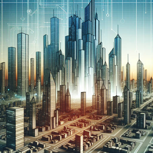 Create an image of a futuristic city skyline where buildings appear to twist and contort, creating optical illusions that blend seamlessly with advanced holographic technology, giving the impression of a city constantly shifting and evolving before your eyes.