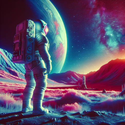 Imagine a portrait of an astronaut exploring a distant planet through the lens of infrared photography, capturing the otherworldly colors and textures of the alien landscape.