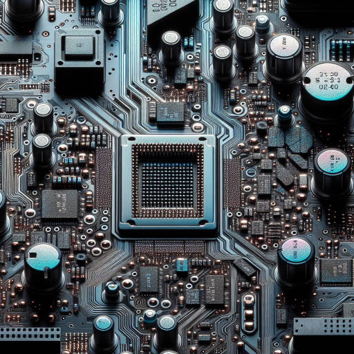 Capture a close-up image of intricate circuitry inside a computer motherboard, highlighting the mesmerizing patterns and textures created by the tiny electronic components. Experiment with different angles and lighting techniques to create a visually striking and innovative composition that showcases the fusion of science, technology, and art in the modern world of macro photography.