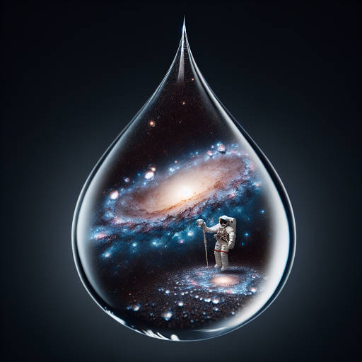 "Imagine a surreal scene of a miniature astronaut exploring a galaxy within a droplet of water, capturing the intricate details of this macro world through your lens."